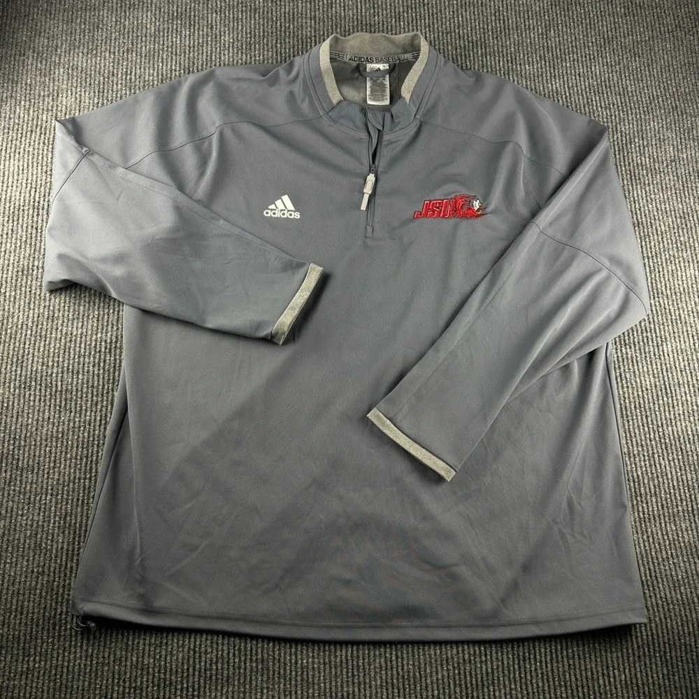 Adidas Baseball JSU Gamecocks Mens 2XL Gray Quarter Zip Pullover Jacket RN88387